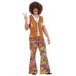 Fun Shack Mens Bell Bottom Costume Pants 60s Mens Hippie Flare Pants Medium