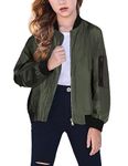 Arshiner Boys Girls Baseball Jacket Full Zip Fall Casual Outerwear Army Green for 5-6 Years