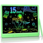 LCD Writing Tablet 15 Inch, Colorful Erasable Doodle Board Drawing Pad, Magic Drawing Tablet for Kids Toddler, Reusable Electronic Doodle Pad, Educational Toys Gifts for 3-12 Year Old Boys Girls