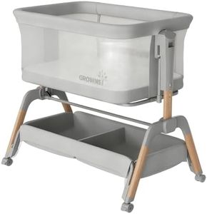 GROWNSY 5-in-1 Baby Bassinet Bedside Sleeper with Gentle Rocking Mode Grey