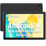 Hakaug Tablet 10 Inch Android 14 Tablet Octa-Core Tablet, Widevine L1 and 8GB + 64GB + 1TB TF, WiFi 6 Bluetooth 5.3, Supports OTG Transmission and Face Unlock, 5000mAh, Type C Headphone Jack, Black