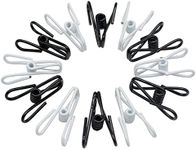 20 Pcs 2 Inch Black and White Chip Clips, PVC Coating High Elasticity Strength Steel Clothes Pins, Food Clips and Bag Clips