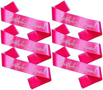 Birthday Squad Sash, 6 Pieces Hot Pink with Silver Glitter Letter Birthday Gift Sashes Set for Women Funny Party Favors Decorations for Sweet 16 18th 21st 25th 30th 40th 50th or Other Bday