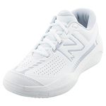 New Balance Women's 696 V5 Hard Court Tennis Shoe, White/Navy, 10 Wide