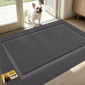 JSEI Dirt Trapper Door Mat 36" x 60", Doormat Non-Slip, Medium Grey