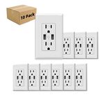 USB Charger Wall Outlet Dual High Speed Duplex Receptacle 15-Amp, Smart 3.1A Quick Charging Capability, Tamper Resistant Outlet Wall Plate Included MICMI C10 (White 10pack)