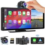 CARPURIDE [2024 Newest] W903 Portable Apple Carplay & Android Auto with Dash Cam - 9.3"" HD IPS Screen, 4K Front &1080P Rear Cam, Loop Recording, Bluetooth, Mirror Link, GPS, Siri, Dashboard Mounted