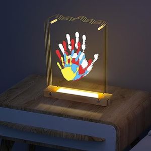 Family Handprint Ornament Kit - Personalized Gifts for New Parents, Family Gifts, Newborn Keepsake Baby Hand and Footprint Kit, New Mom & Shower Gifts, Non-Toxic Paint, Soft Night Light (Multi-color)