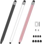 MEKO Stylus Pens for Touch Screens with Magnetic Replacement Tip, 3Pack Capacitive 2 in 1 Tablet Touch Screen Pen for iPad/Pro/Air/Mini/iPhone/Samsung/Google/Motorola with Extra 8 Rubber Tips