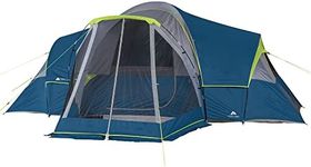 Dome Tent Ozark Trail 10-Person Family Camping Tent with 3 Rooms and Screen Porch, blue