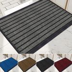 Milosc New Stripe Design Washable Non Slip Door mat Barrier Mats For Indoor & Outdoor Home Hallway Commercial Mat Entrance Mats Rubber Mats Large Kitchen Mats Small Entrance Mat (Grey, 40 x 60 cm)