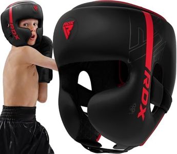 RDX Kids Boxing Headgear, MMA Training, Adjustable Padded Kara Muay Thai Juniors Head Gear, Kickboxing, Sparring, Martial Arts, Karate, Taekwondo Youth Girls Boys Helmet, Home Gym Workouts
