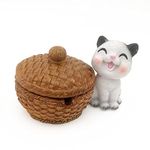 Cute Cat Ashtray with Lid Set, Natural Resin Ash Tray for Indoor or Outdoor, Creative Smokeless Waterproof Ash Tray, Ash Holder for Home, Office, Great Gift for Men Women