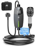 EVDANCE EV Charger Type 2 UK 3 Pin 20ft/6.1m [6/8/10/13A] Portable Electric Car Charger for EV & PHEV, Adjustable Current EV Charger, IP66 Type 2 Charging Cable for Home & Travel, Black