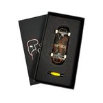 LEEFAI Pro Fingerboard Complete 34x96mm, Maple Wood Deck with Engraved Trucks,Urethane Wheels, Pre-Assembled Setup,Engraved Op3ra Logo (Big Logo)