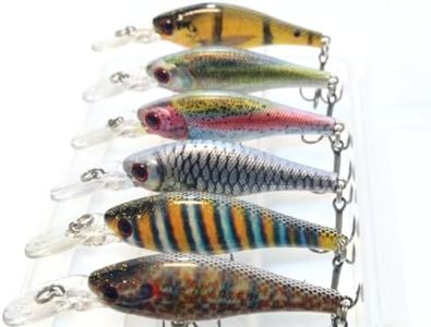 wLure 6 Lures per Pack Minnow Fishing Lures Lifelike 3 1/3 inch 1/4 oz HM515KB (HM515KB, with Tackle Box)