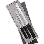 Rada Cutlery Housewarming Knife Gift Set – 3 Piece Stainless Steel Knives With Black Resin Stainless Steel Handles Made in the USA