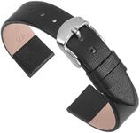 uxcell Black Genuine Leather Band 12mm Width, Flat Thin Elegant Leather Watch Strap for Women