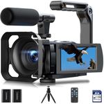 Camcorder Video Cameras, 5K 56MP Vlogging Camera with Night Vision, WiFi, 3” 270° Rotatable Touchscreen Vlog Camera Youtube with 64GB SD Card, Microphone, Stabilizer, Remote, Batteries, Tripod