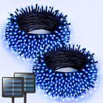 JMEXSUSS 2 Pack Blue Solar Christmas Lights, Total 400 LED 151FT Solar String Lights Outdoor Waterproof, 8 Modes Blue Christmas Lights for Outside Garden Party Patio Christmas Tree Decorations