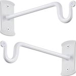 RTZEN White Plant Hanger Indoor Hook - Wrought Iron Plant Hangers Outdoor - Decorative Heavy Duty Wall Hooks for Hanging Plants Baskets Lanterns Wind Chimes - 2 Pack (Shepherds Hooks)