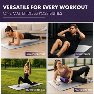 KAYMAN Large Yoga Mat – Grey, Extra Thick Non-Slip Fitness Mat
