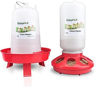 ZenxyHoC Chick Feeder and Waterer Kit, 2.2LBS Chick Feeder and 0.4Gal Chick Waterer with 3 Adjustable Heights Combo for Baby Chicken Duck Brooder