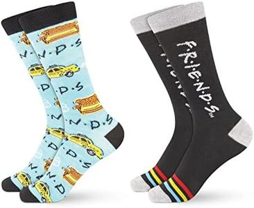 Hyp Friends Socks Mens and Womens Socks Featuring Friends TV Show | 2 Pack Casual Crew Socks – Black, Black, Large