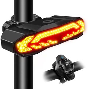 NineLeaf Smart Bike Alarm Taillight with Turn Signals and Automatic Brake Light, Waterproof Bicycle Horn with Remote Control, USB Rechargeable Rear Bike Tail Light Ultra Bright for Night Riding