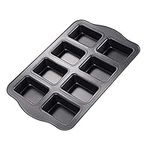 Twscvc Mini Loaf Pan, 8-Cavity Non-Stick Muffin Pan,Carbon Steel Brownie Bakeware for Oven baking -Gray