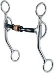 REINSMAN 776 All Around Curb Bit for Horse - 3-Piece Sweet Iron Snaffle with Copper Roller - Stage C