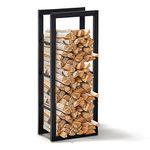 Camden Log Firewood Holder - Black Power Coated Steel Fireside Furniture - 100cm (H) x 24cm (W) x 40cm (L)