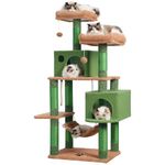 Hey-brother Large Multi-Level Cat Tree Condo Furniture with Sisal-Covered Scratching Posts, 2 Bigger Plush Condos, Perch Hammock for Kittens, Cats and Pets, Cactus MPJ020CA