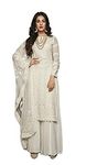 shopNstyle Ready to Wear Women's Indian/Pakistani Style Wedding Wear Designer Palazzo Straight Salwar Suit for Womens, White, Plus-0X