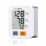 AccuSure Automatic Digital Wrist Blood Pressure Monitor | Smart BP Check Machine for Hypertension & Heart Health Monitoring | Portable BP Apparatus for Home & Travel Use | Easy One-Touch Operation with Large Display | 2 Years Brand Warranty