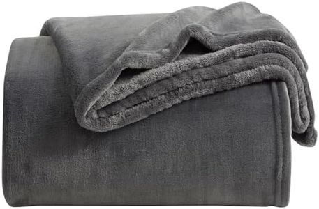 KMUSET Fleece Blanket Throw Size Dark Grey Lightweight Super Soft Cozy Fuzzy Bed Blankets Microfiber Factory Shop