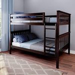 Max & Lily Full Over Full Bunk Bed with Ladder, Solid Wood Platform Bed Frame for Kids, 14" Safety Guardrails, Easy Assembly, No Box Spring Needed, Espresso