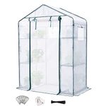 Quictent Mini Walk-in Greenhouse 3 Tiers 6 Shelves Plants Garden Green House for Indoor Outdoor ‎143 x 73 x 195 cm- 50 Pcs Plant T-Type Tags Include, White