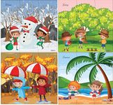 Fiddlys Wood Jigsaw Puzzles For Kids & Children -9 Pieces Age 3+ (Seasons Pack Of 4)