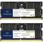 Timetec 64GB KIT(2x32GB) DDR5 5600MHz PC5-44800 Unbuffered Non-ECC 1.1V CL46 2Rx8 Dual Rank 262 Pin SODIMM Laptop Memory RAM Module Upgrade