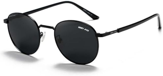 grey jack Polarized Round Sunglasses Metal Frame Eyewear for Men Women 2397 Black Frame Black Lens