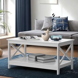 Oikiture 2 Tier Coffee Table Wooden Side Table