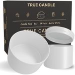 True Candle | 24 Pearl White 8oz Candle tins | New edgeless Cylinder Design | Candle tins for Making Candles, Candle tin can, Candle Making Supplies,tin Candle containers,Empty Candle Jars with lids