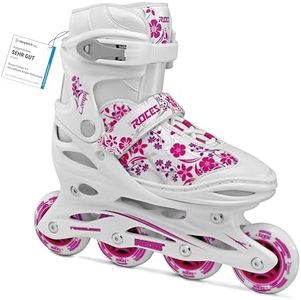 Roces Compy Pattino In Linea Da Bambina, Bambina, Bianco/Violet, 34-37