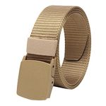 ZORO Men's Nylon Fabric Belt for Men, Plastic Flap Buckle, fits on upto 40 inches waist size (Golden, 1)