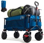 TIMBER RIDGE Festival Trolley on Wheels with Brakes, 200L Foldable Camping Trolley Cart with Adjustable Handle & Cover Bag, 100kg Heavy Duty Beach Cart Wagon for Outdoor Garden Picnic (Blue)