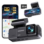 COOLCRAZY Dash Cam 4K Front, Built-in WiFi GPS Dash Camera for Cars, 3.2" IPS Screen Dashcam with App Control, Free 32G Card, 170°Wide Angle, 24H ParkingMode, WDR, Night Vision, G-Sensor