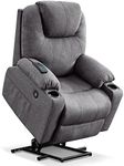 MCombo Medium Power Lift Recliner Chair Sofa with Massage and Heat for Elderly, 3 Positions, Cup Holders, and USB Ports, 2 Side Pockets, Fabric 7040 (Medium, Gray)