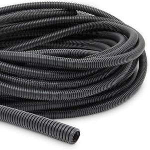 1/2 Inch Split Wire Loom Tubing, Automotive Conduit Protector (Black, 49.3 Ft)