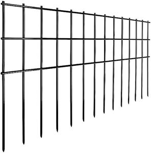 Getlay Animal Barrier Fence 25ft(L) x15in(H),10Pack Black No Dig Fence,Anti-Rust Metal Fence for Dog Rabbit,Underground Decorative Garden Fencing, Dog Digging Deterrent for Outdoor Yard Patio